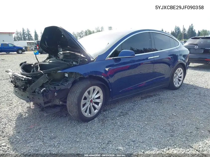 2018 Tesla Model X 100D/75D/P100D VIN: 5YJXCBE29JF090358 Lot: 45442890