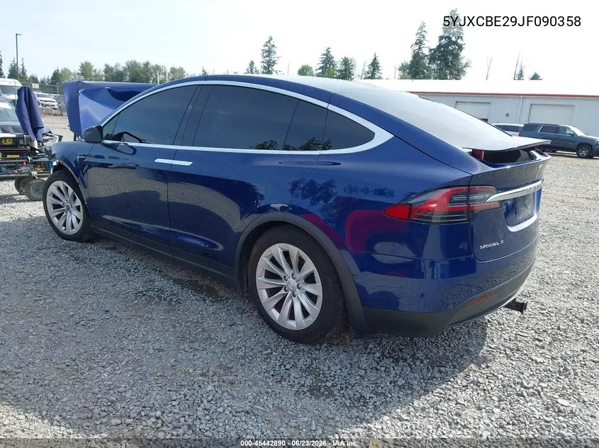 2018 Tesla Model X 100D/75D/P100D VIN: 5YJXCBE29JF090358 Lot: 45442890