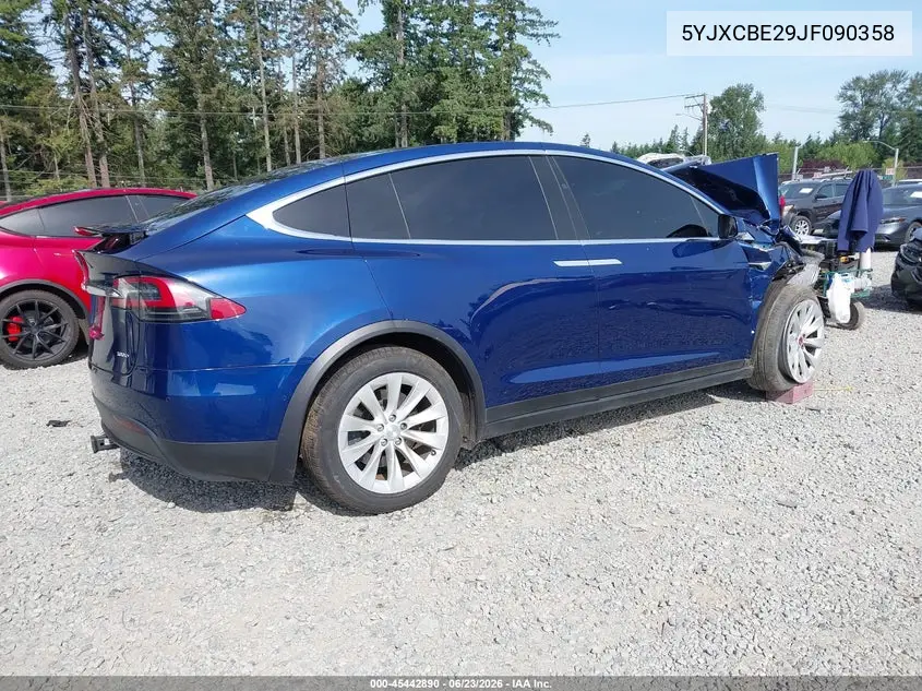 2018 Tesla Model X 100D/75D/P100D VIN: 5YJXCBE29JF090358 Lot: 45442890