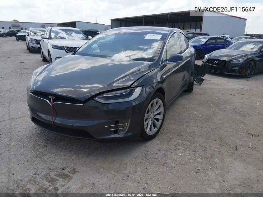 2018 Tesla Model X 100D/75D/P100D VIN: 5YJXCDE26JF115647 Lot: 45506506