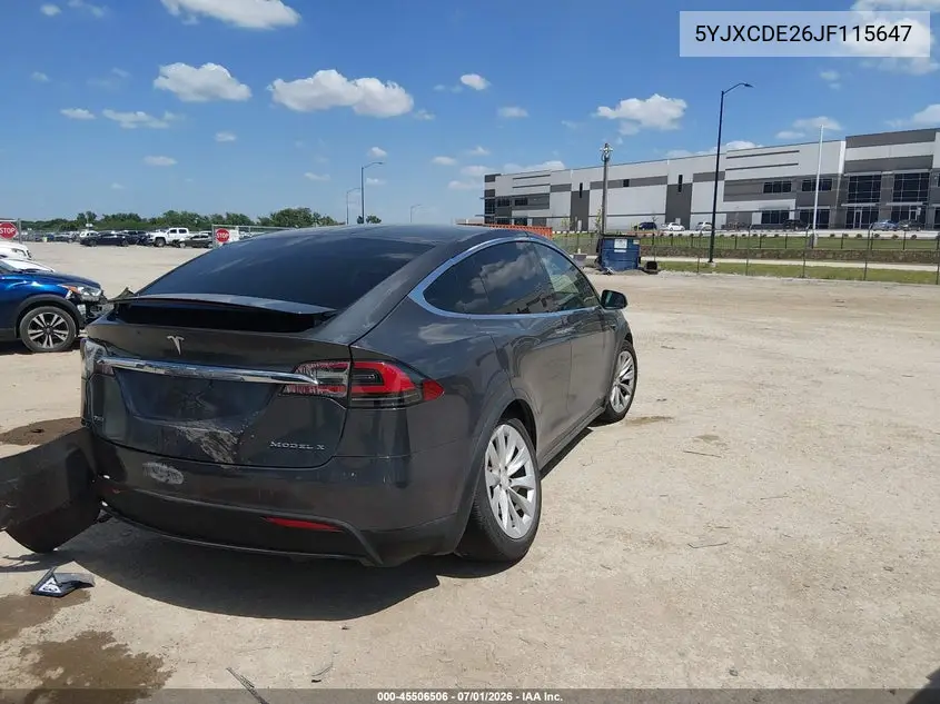 2018 Tesla Model X 100D/75D/P100D VIN: 5YJXCDE26JF115647 Lot: 45506506