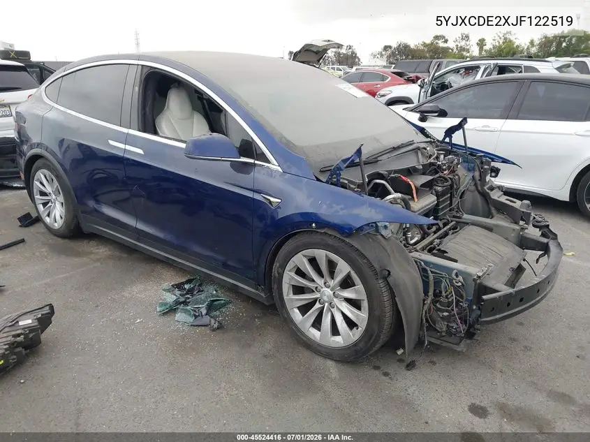 2018 Tesla Model X 100D/75D/P100D VIN: 5YJXCDE2XJF122519 Lot: 45524416