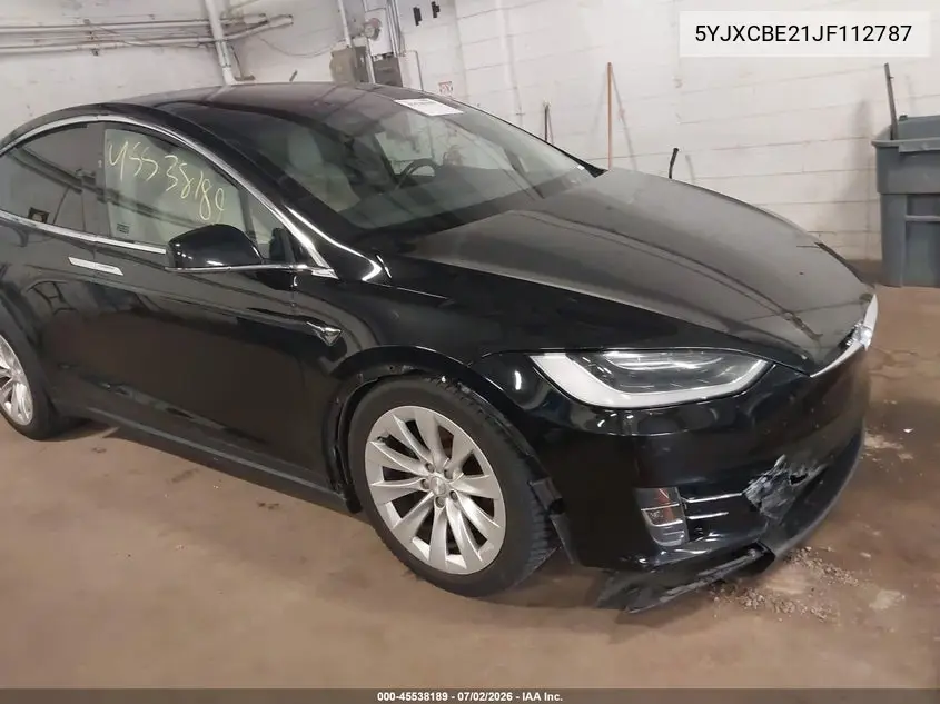 2018 Tesla Model X 100D/75D/P100D VIN: 5YJXCBE21JF112787 Lot: 45538189