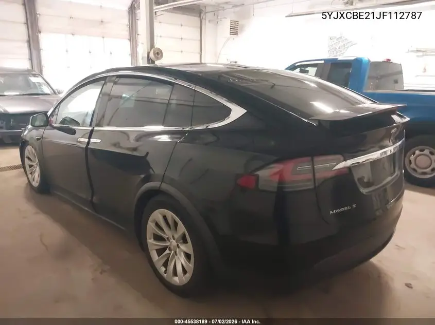 2018 Tesla Model X 100D/75D/P100D VIN: 5YJXCBE21JF112787 Lot: 45538189