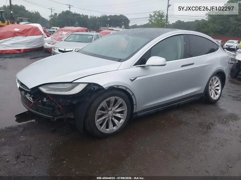 2018 Tesla Model X 100D/75D/P100D VIN: 5YJXCDE26JF102297 Lot: 45544033