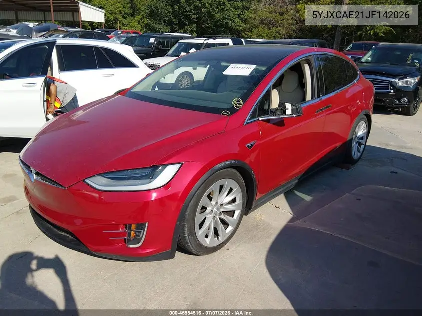 2018 Tesla Model X VIN: 5YJXCAE21JF142026 Lot: 45554516