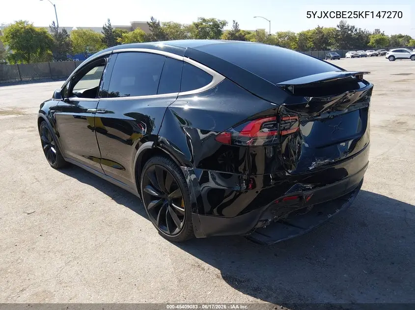 2019 Tesla Model X 100D/75D/Long Range VIN: 5YJXCBE25KF147270 Lot: 45409083