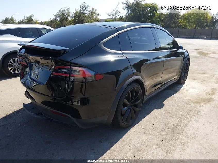 2019 Tesla Model X 100D/75D/Long Range VIN: 5YJXCBE25KF147270 Lot: 45409083