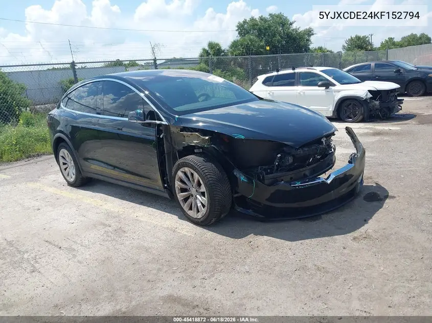 2019 Tesla Model X 100D/75D/Long Range/Standard Range VIN: 5YJXCDE24KF152794 Lot: 45418872