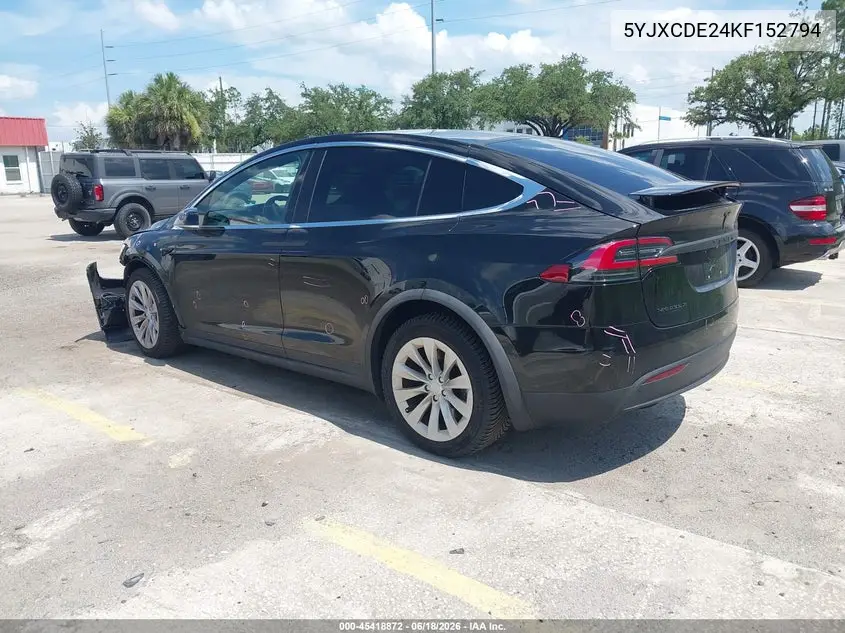 2019 Tesla Model X 100D/75D/Long Range/Standard Range VIN: 5YJXCDE24KF152794 Lot: 45418872