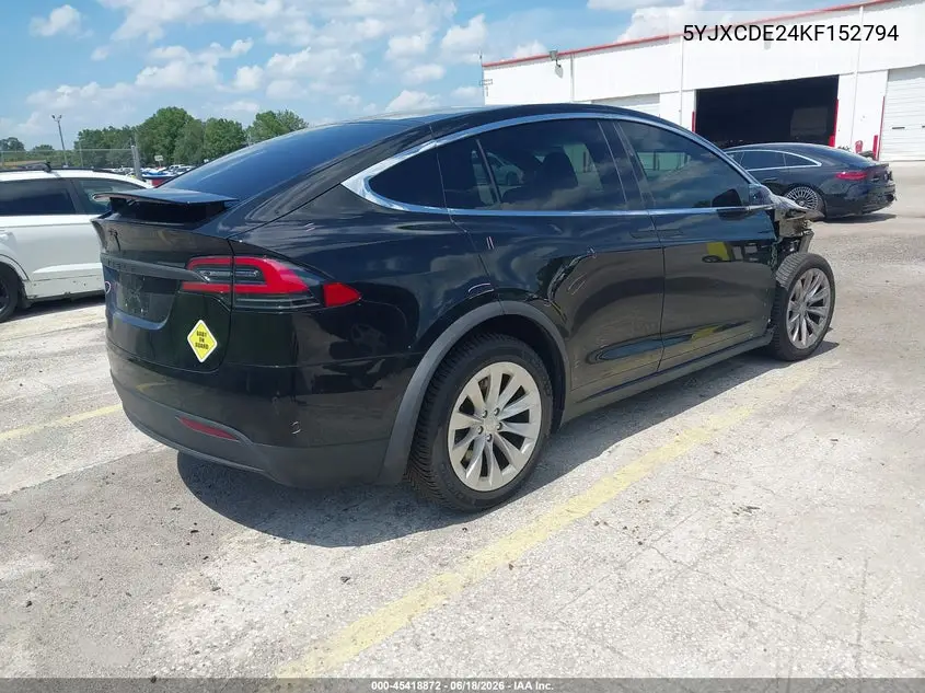 2019 Tesla Model X 100D/75D/Long Range/Standard Range VIN: 5YJXCDE24KF152794 Lot: 45418872