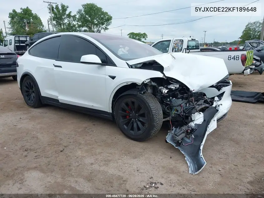 2019 Tesla Model X 100D/75D/Long Range/Standard Range VIN: 5YJXCDE22KF189648 Lot: 45477728