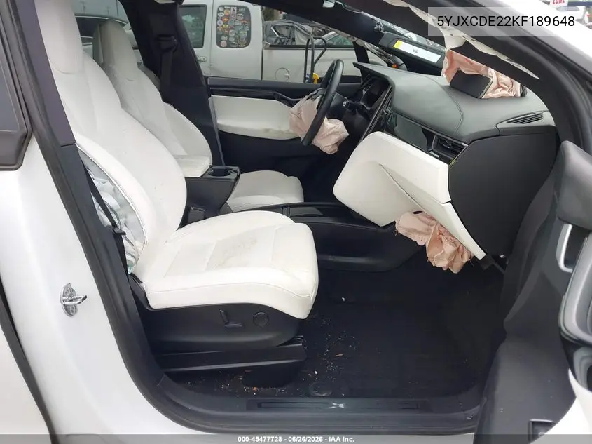 2019 Tesla Model X 100D/75D/Long Range/Standard Range VIN: 5YJXCDE22KF189648 Lot: 45477728