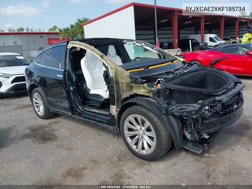2019 Tesla Model X 100D/75D/Long Range VIN: 5YJXCAE2XKF185734 Lot: 45542164