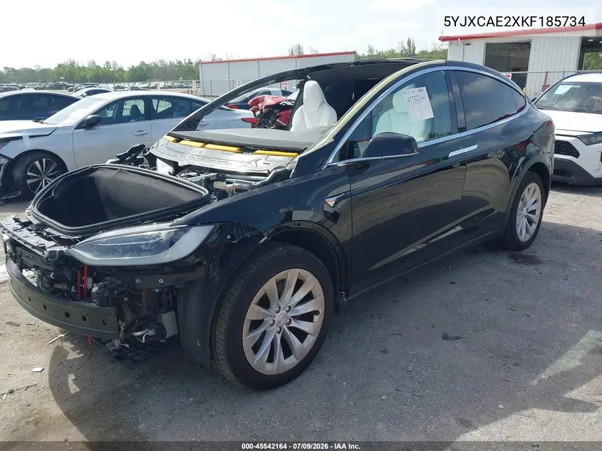 2019 Tesla Model X 100D/75D/Long Range VIN: 5YJXCAE2XKF185734 Lot: 45542164