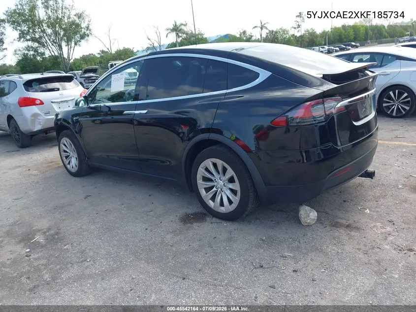 2019 Tesla Model X 100D/75D/Long Range VIN: 5YJXCAE2XKF185734 Lot: 45542164