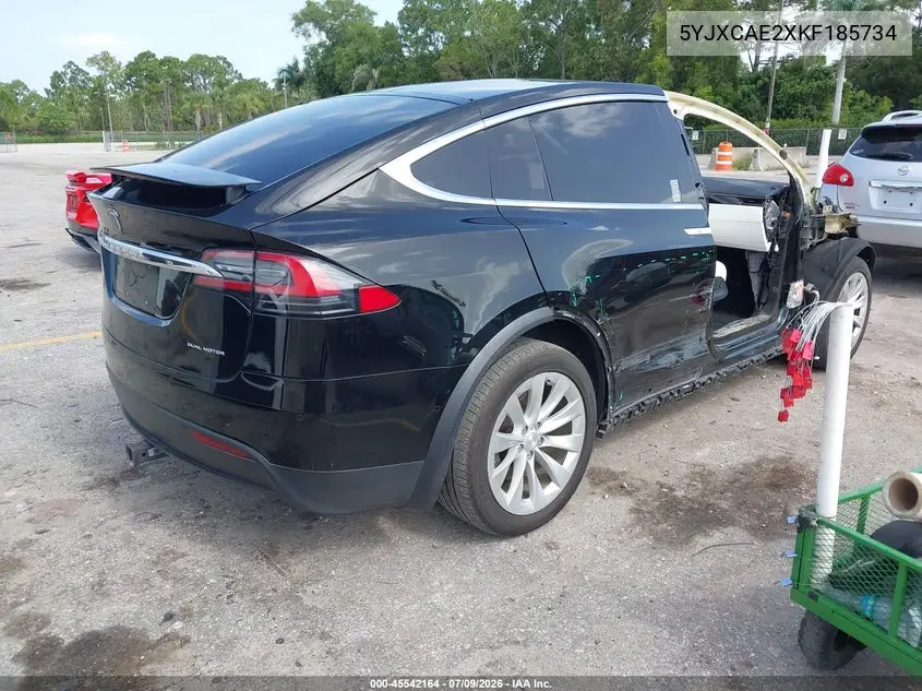 2019 Tesla Model X 100D/75D/Long Range VIN: 5YJXCAE2XKF185734 Lot: 45542164