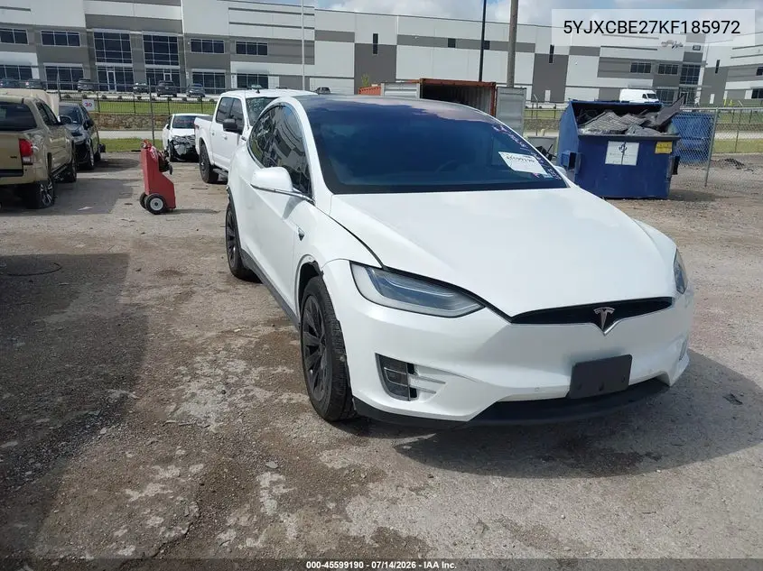 2019 Tesla Model X 100D/75D/Long Range VIN: 5YJXCBE27KF185972 Lot: 45599190