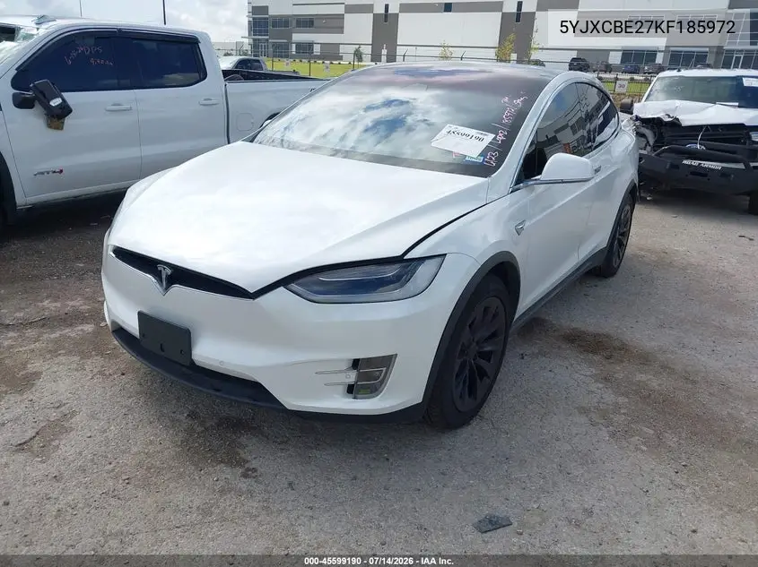 2019 Tesla Model X 100D/75D/Long Range VIN: 5YJXCBE27KF185972 Lot: 45599190
