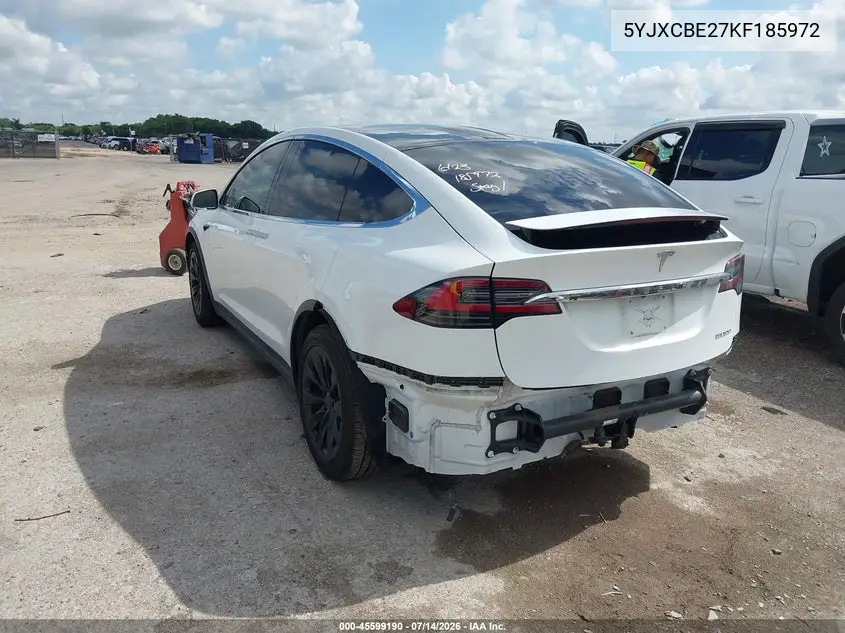 2019 Tesla Model X 100D/75D/Long Range VIN: 5YJXCBE27KF185972 Lot: 45599190