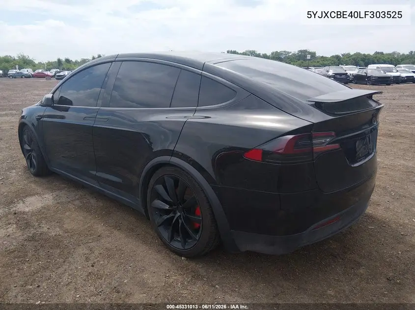 2020 Tesla Model X Performance Dual Motor All-Wheel Drive VIN: 5YJXCBE40LF303525 Lot: 45331013