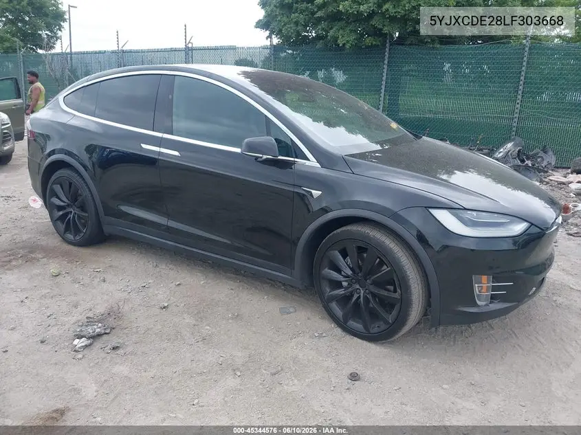2020 Tesla Model X Long Range Dual Motor All-Wheel Drive/Long Range Plus Dual Motor All-Wheel Drive VIN: 5YJXCDE28LF303668 Lot: 45344576