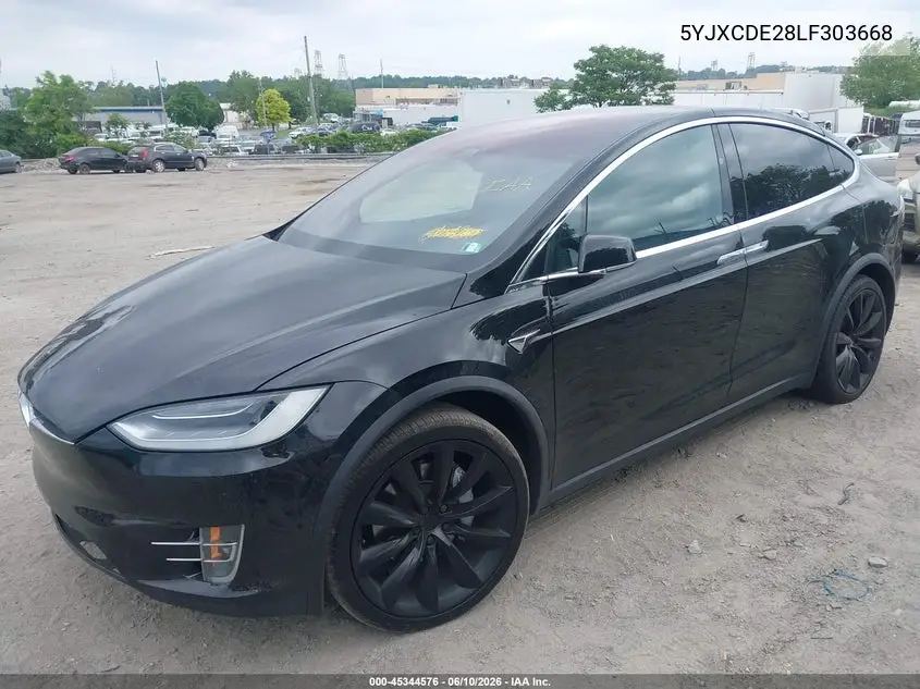 2020 Tesla Model X Long Range Dual Motor All-Wheel Drive/Long Range Plus Dual Motor All-Wheel Drive VIN: 5YJXCDE28LF303668 Lot: 45344576
