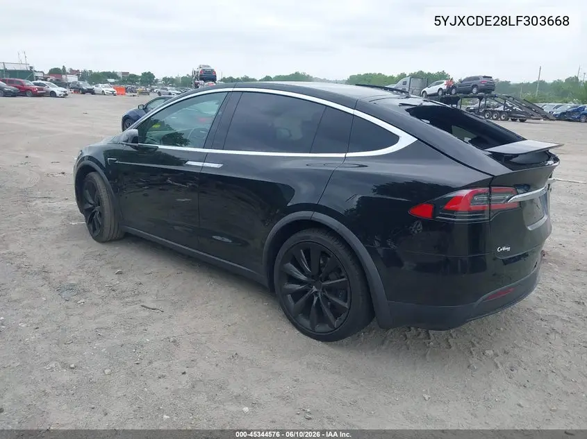 2020 Tesla Model X Long Range Dual Motor All-Wheel Drive/Long Range Plus Dual Motor All-Wheel Drive VIN: 5YJXCDE28LF303668 Lot: 45344576