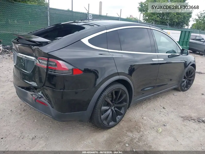 2020 Tesla Model X Long Range Dual Motor All-Wheel Drive/Long Range Plus Dual Motor All-Wheel Drive VIN: 5YJXCDE28LF303668 Lot: 45344576