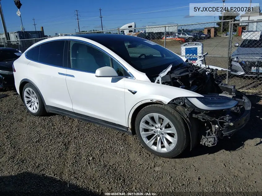 2020 Tesla Model X Long Range Dual Motor All-Wheel Drive/Long Range Plus Dual Motor All-Wheel Drive VIN: 5YJXCDE24LF200781 Lot: 45347449