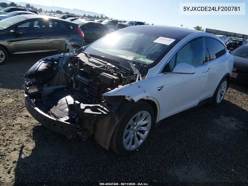 2020 Tesla Model X Long Range Dual Motor All-Wheel Drive/Long Range Plus Dual Motor All-Wheel Drive VIN: 5YJXCDE24LF200781 Lot: 45347449