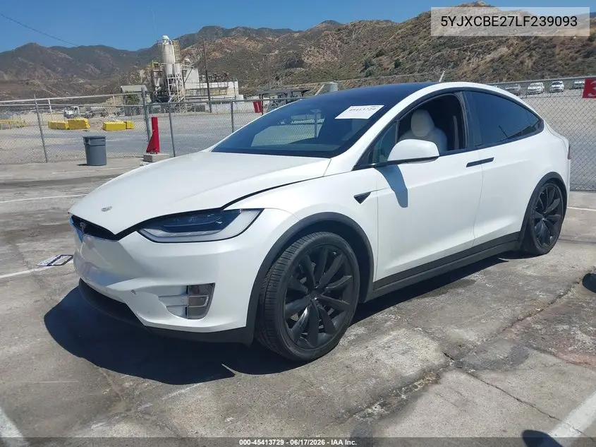 2020 Tesla Model X Long Range Dual Motor All-Wheel Drive/Long Range Plus Dual Motor All-Wheel Drive VIN: 5YJXCBE27LF239093 Lot: 45413729