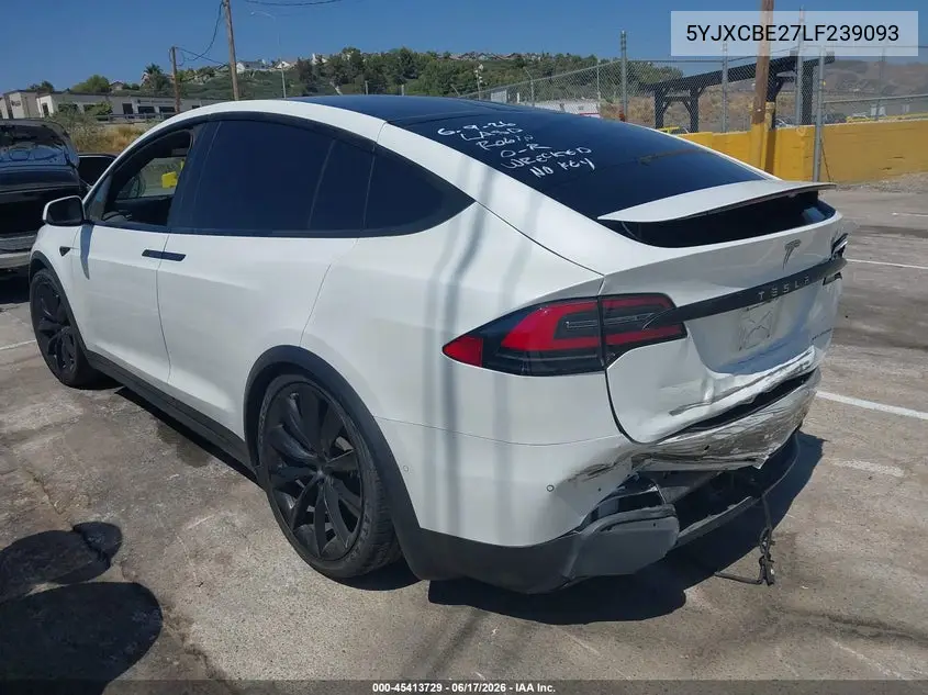 2020 Tesla Model X Long Range Dual Motor All-Wheel Drive/Long Range Plus Dual Motor All-Wheel Drive VIN: 5YJXCBE27LF239093 Lot: 45413729