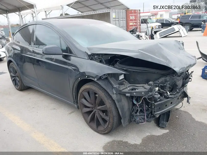 2020 Tesla Model X Long Range Dual Motor All-Wheel Drive/Long Range Plus Dual Motor All-Wheel Drive VIN: 5YJXCBE20LF303863 Lot: 45475214