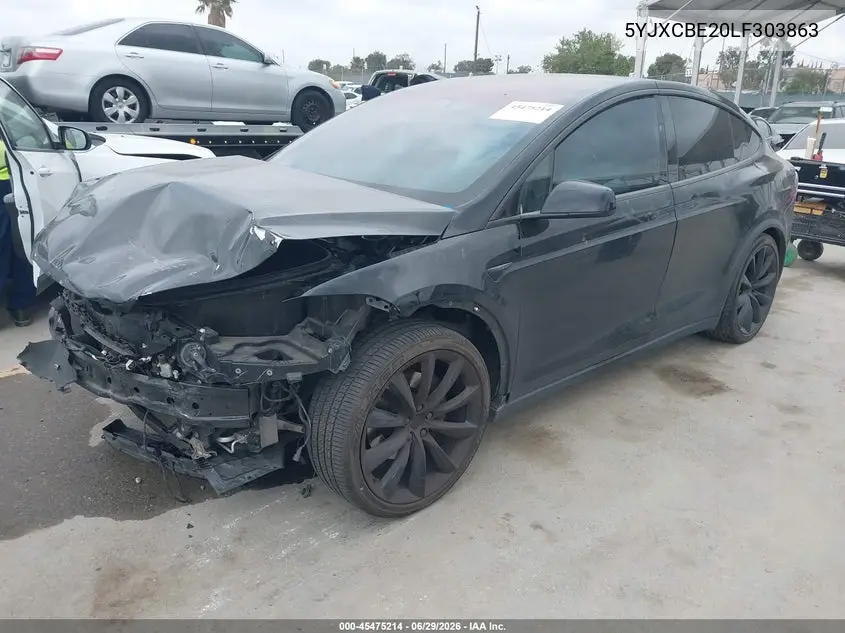 2020 Tesla Model X Long Range Dual Motor All-Wheel Drive/Long Range Plus Dual Motor All-Wheel Drive VIN: 5YJXCBE20LF303863 Lot: 45475214