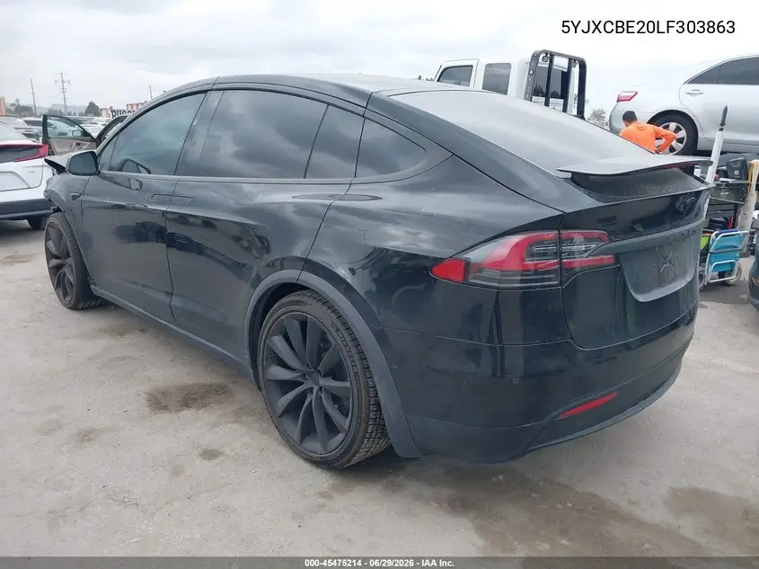 2020 Tesla Model X Long Range Dual Motor All-Wheel Drive/Long Range Plus Dual Motor All-Wheel Drive VIN: 5YJXCBE20LF303863 Lot: 45475214