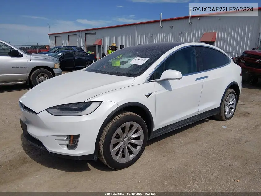 2020 Tesla Model X Long Range Dual Motor All-Wheel Drive/Long Range Plus Dual Motor All-Wheel Drive VIN: 5YJXCAE22LF262324 Lot: 45584849