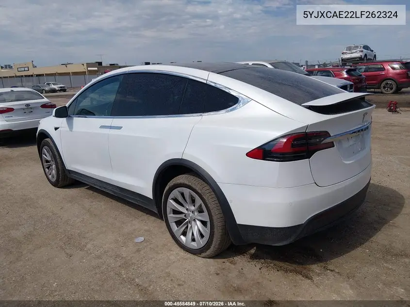 2020 Tesla Model X Long Range Dual Motor All-Wheel Drive/Long Range Plus Dual Motor All-Wheel Drive VIN: 5YJXCAE22LF262324 Lot: 45584849