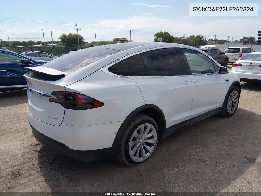 2020 Tesla Model X Long Range Dual Motor All-Wheel Drive/Long Range Plus Dual Motor All-Wheel Drive VIN: 5YJXCAE22LF262324 Lot: 45584849
