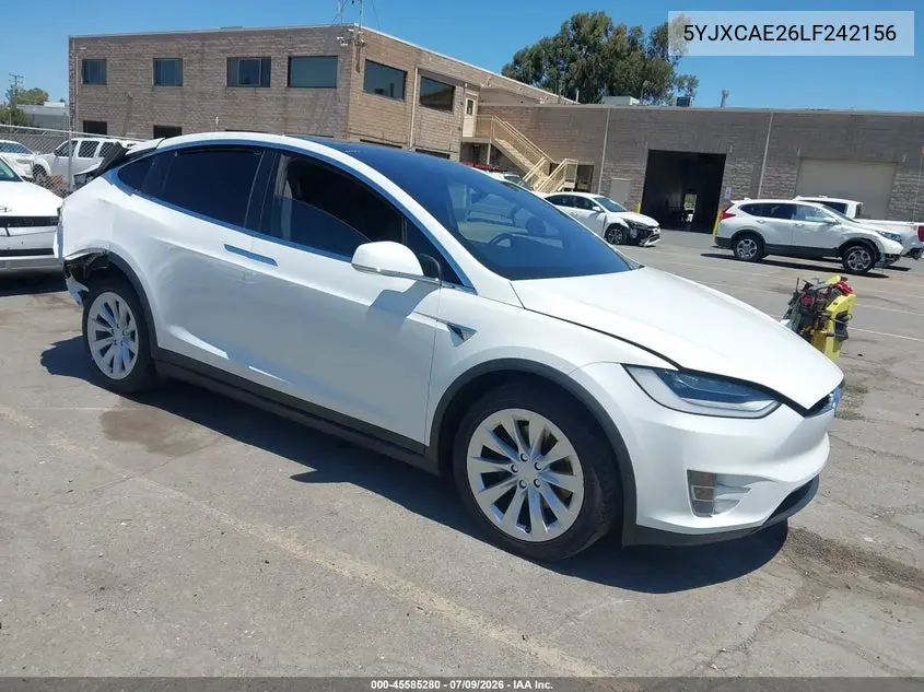 2020 Tesla Model X Long Range Dual Motor All-Wheel Drive/Long Range Plus Dual Motor All-Wheel Drive VIN: 5YJXCAE26LF242156 Lot: 45585280