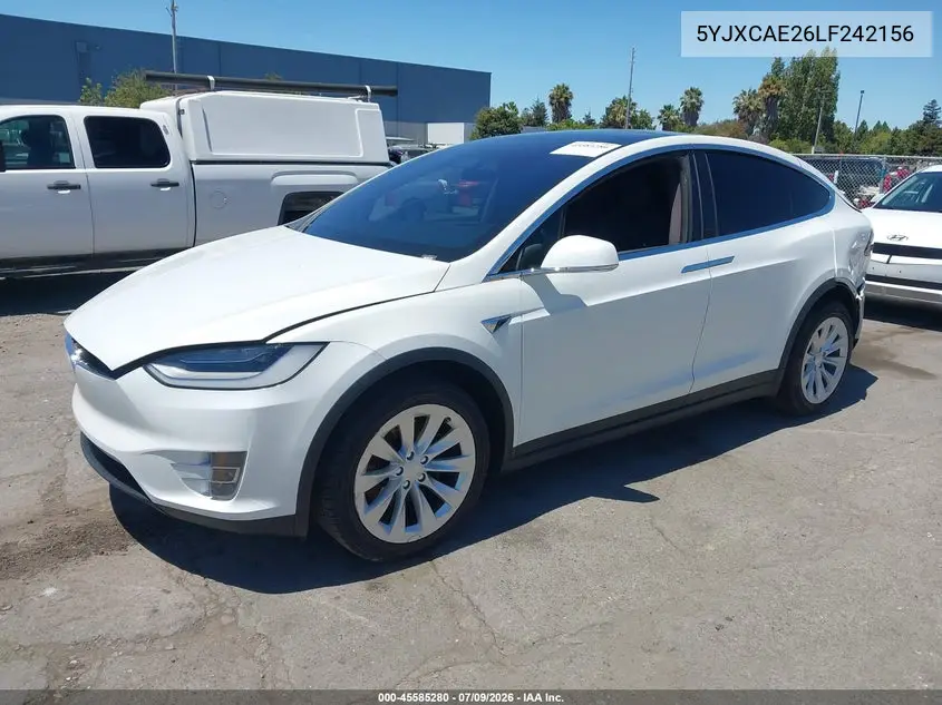 2020 Tesla Model X Long Range Dual Motor All-Wheel Drive/Long Range Plus Dual Motor All-Wheel Drive VIN: 5YJXCAE26LF242156 Lot: 45585280
