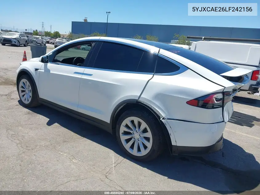 2020 Tesla Model X Long Range Dual Motor All-Wheel Drive/Long Range Plus Dual Motor All-Wheel Drive VIN: 5YJXCAE26LF242156 Lot: 45585280