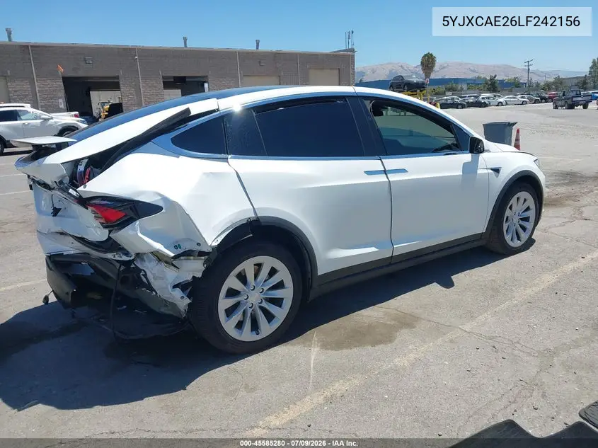 2020 Tesla Model X Long Range Dual Motor All-Wheel Drive/Long Range Plus Dual Motor All-Wheel Drive VIN: 5YJXCAE26LF242156 Lot: 45585280