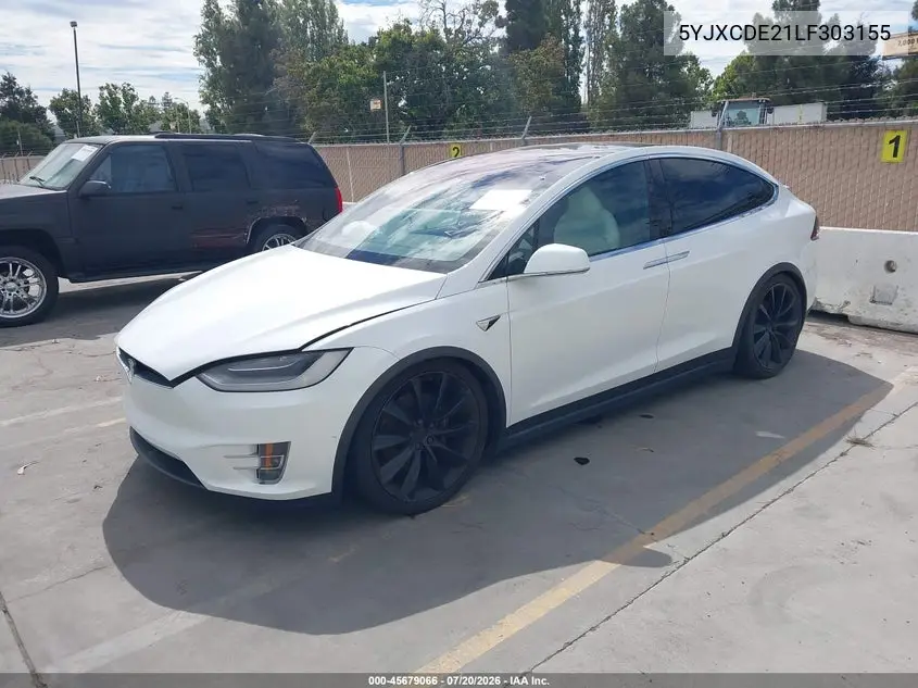 2020 Tesla Model X Long Range Dual Motor All-Wheel Drive/Long Range Plus Dual Motor All-Wheel Drive VIN: 5YJXCDE21LF303155 Lot: 45679066