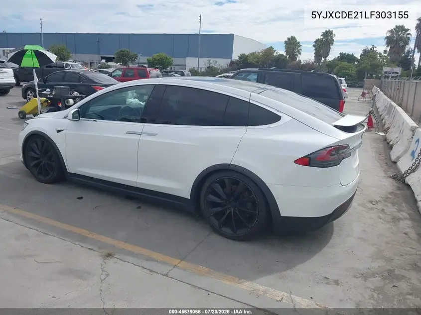 2020 Tesla Model X Long Range Dual Motor All-Wheel Drive/Long Range Plus Dual Motor All-Wheel Drive VIN: 5YJXCDE21LF303155 Lot: 45679066