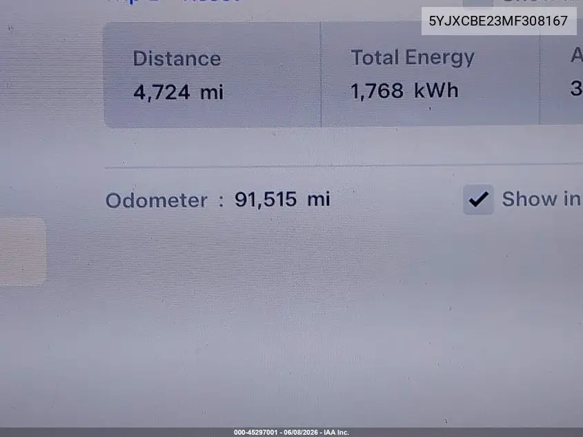 2021 Tesla Model X Long Range Dual Motor All-Wheel Drive/Long Range Plus Dual Motor All-Wheel Drive VIN: 5YJXCBE23MF308167 Lot: 45297001
