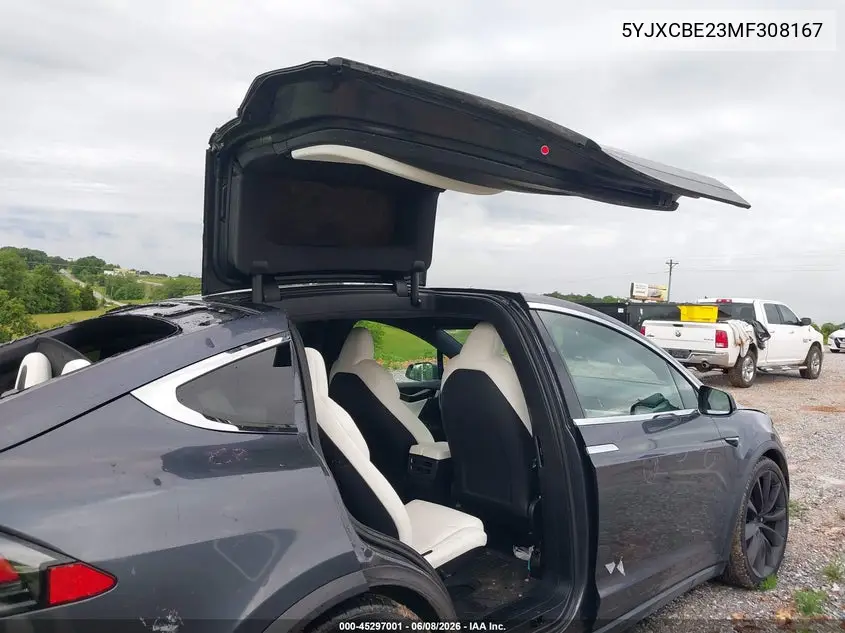 2021 Tesla Model X Long Range Dual Motor All-Wheel Drive/Long Range Plus Dual Motor All-Wheel Drive VIN: 5YJXCBE23MF308167 Lot: 45297001
