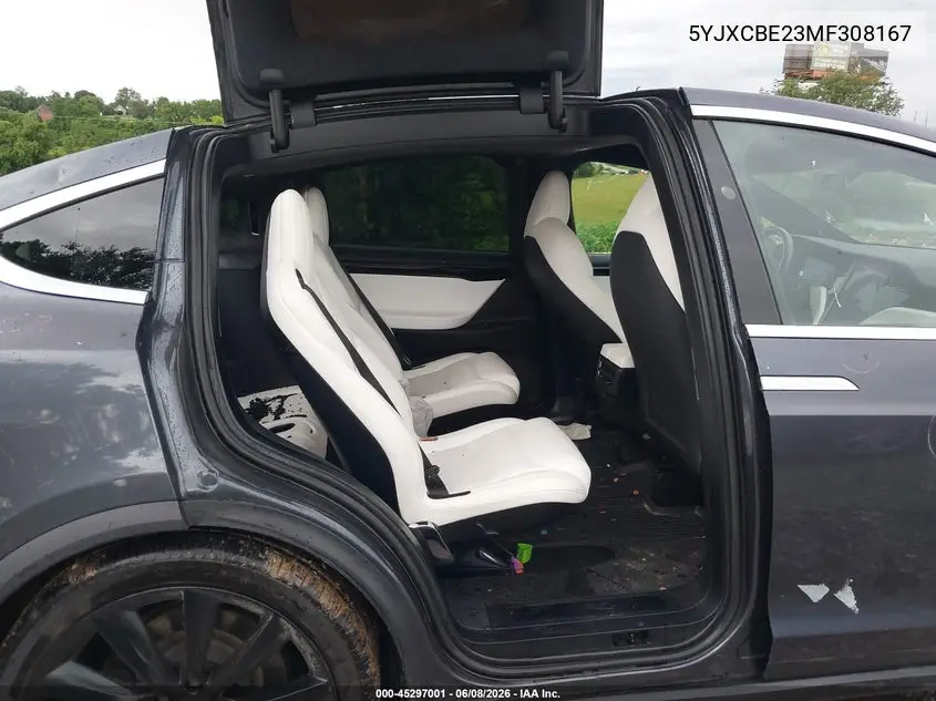 2021 Tesla Model X Long Range Dual Motor All-Wheel Drive/Long Range Plus Dual Motor All-Wheel Drive VIN: 5YJXCBE23MF308167 Lot: 45297001