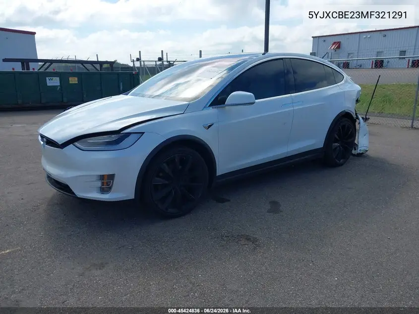 2021 Tesla Model X Long Range Dual Motor All-Wheel Drive/Long Range Plus Dual Motor All-Wheel Drive VIN: 5YJXCBE23MF321291 Lot: 45424836