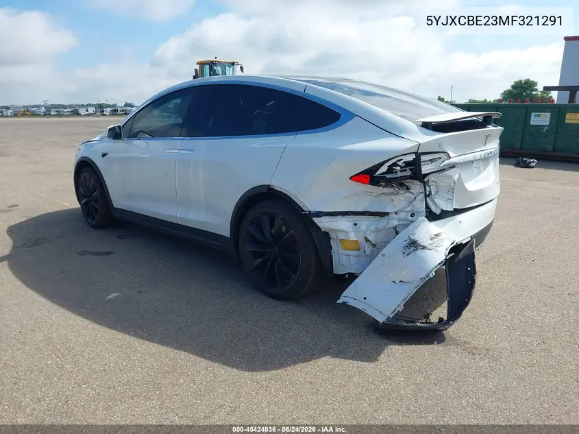 2021 Tesla Model X Long Range Dual Motor All-Wheel Drive/Long Range Plus Dual Motor All-Wheel Drive VIN: 5YJXCBE23MF321291 Lot: 45424836
